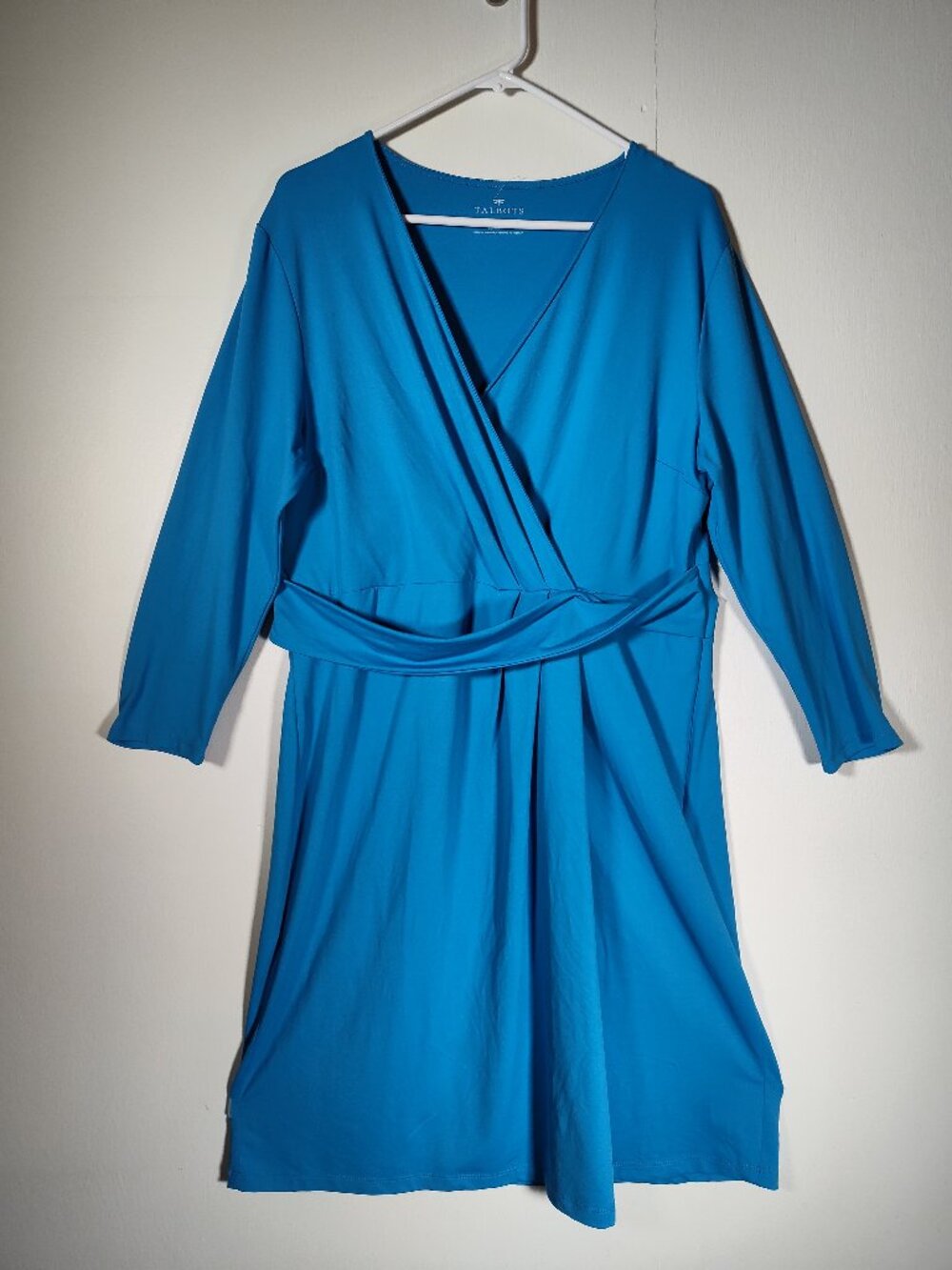 Talbots sky blue stretch faux wrap dress‎ XL